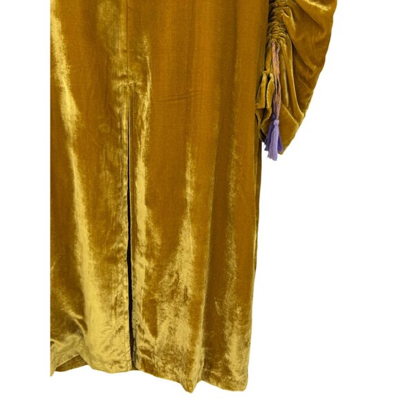 RARE Free People Golden Crushed Velvet Maxi Duster | Boho Cottagecore Whimsigoth - Picture 10 of 16